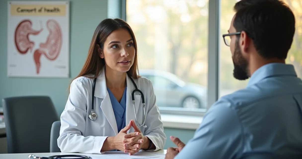 Médica fazendo atendimento a paciente em consultório