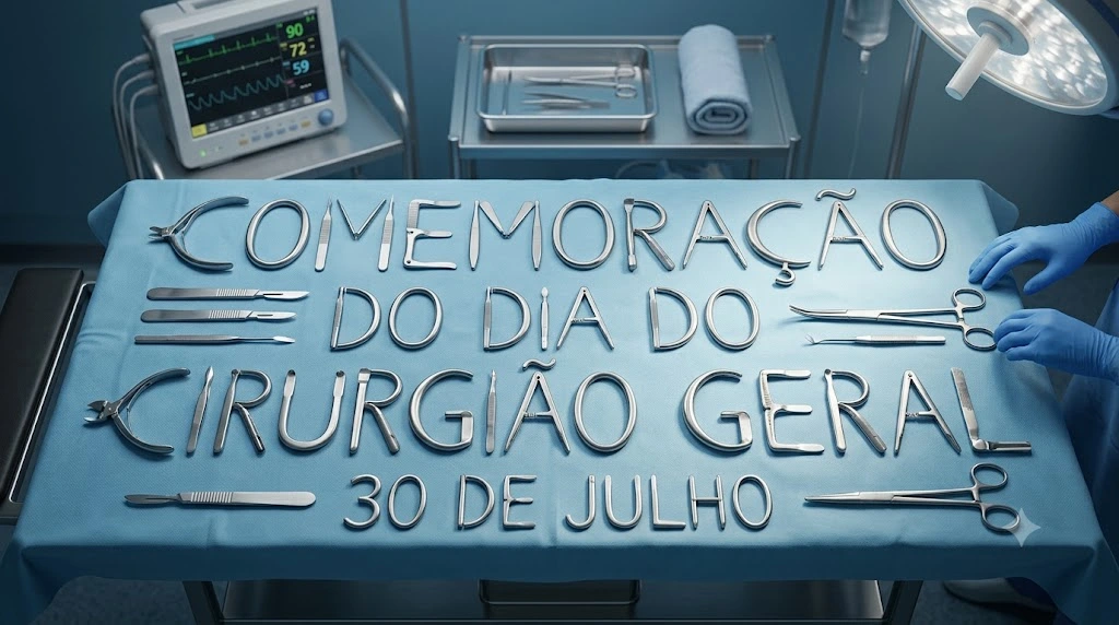 Cirurgiã em sala de cirurgia, vestindo avental verde, segurando instrumentos cirúrgicos ao lado de um paciente em preparação para cirurgia oncológica